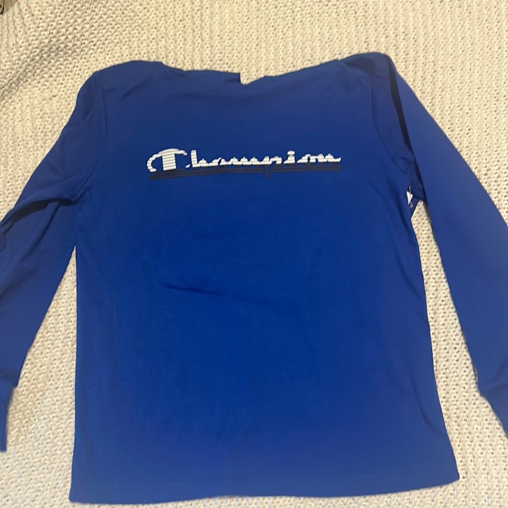 Champion Blue Long Sleeve Tshirt Hoodie NWT Size 7/8